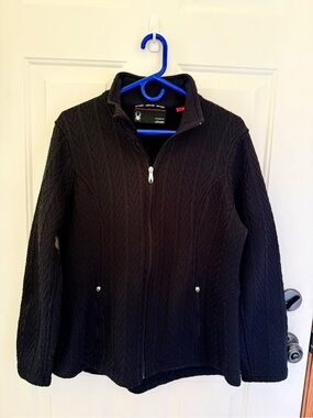 Spyder Black Cable-Knit Full-Zip Jacket